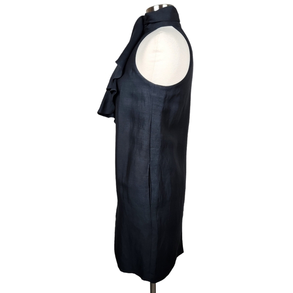 Club Monaco Ruffle Front Zipper Little Black Dress Mini Women's Size 6 - Picture 4 of 16